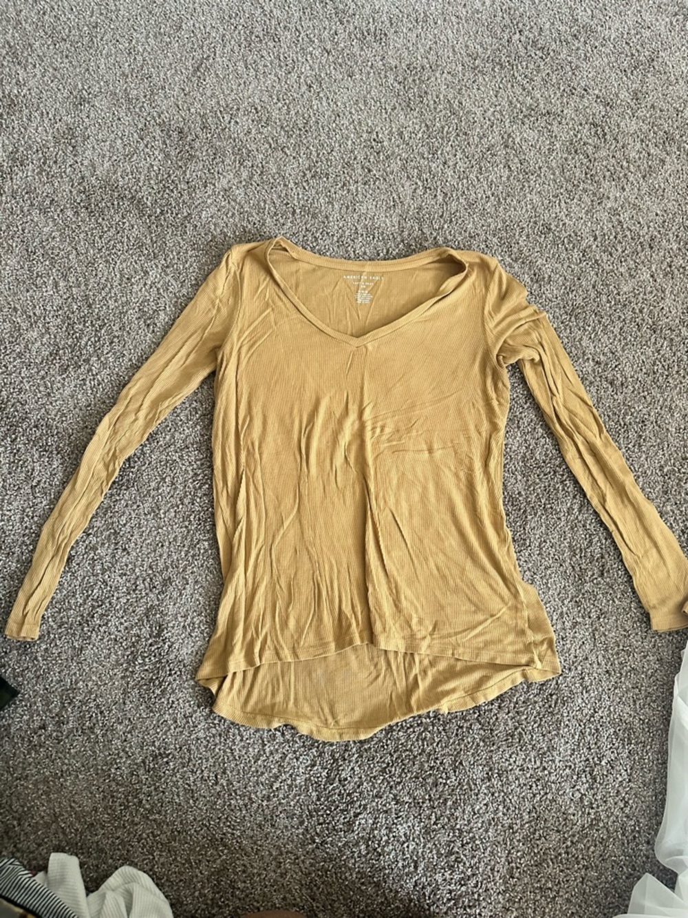 Lightweight Mustard V-Neck Long Sleeve Top
